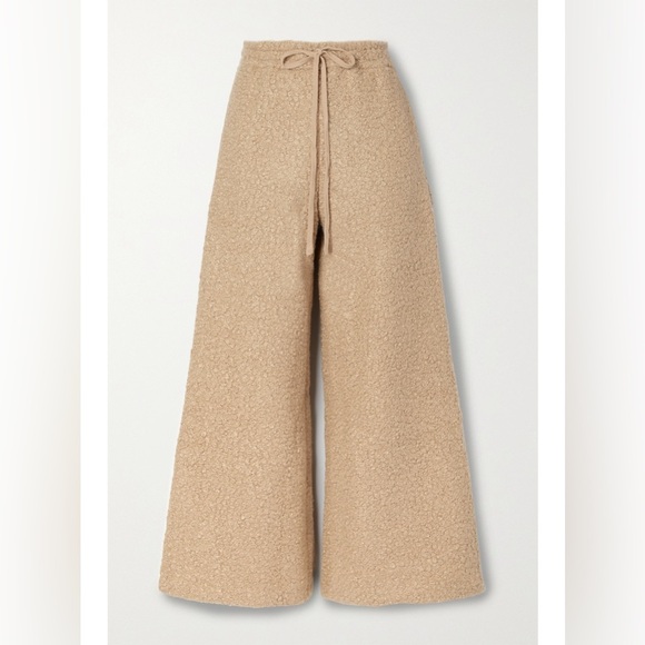 STAUD Pants - STAUD Women Rabbit Fleece Wide-Leg Track Pants High Rise Tan Size XS